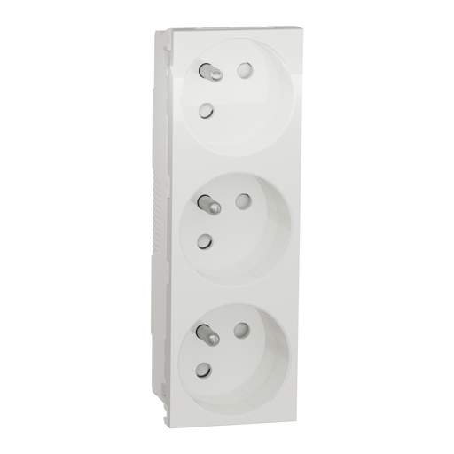 [SCHNU307918T] Unica - prise triple 2P+T - FR - spéciale goulotte - Blanc - méca seul
