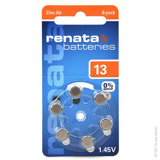 [ENIPBZ7307] Blister(s) x 6 Pile auditive 13A RENATA 0%Hg 1.45V 305mAh