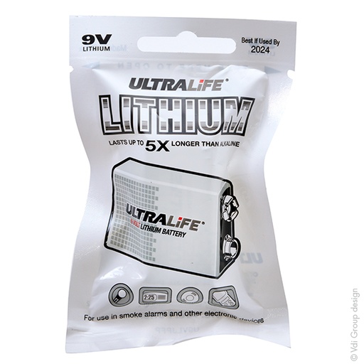 [ENIPRL1G02] Unité(s) Pile lithium U9VLJPFP ULTRALIFE 9V 1.2Ah
