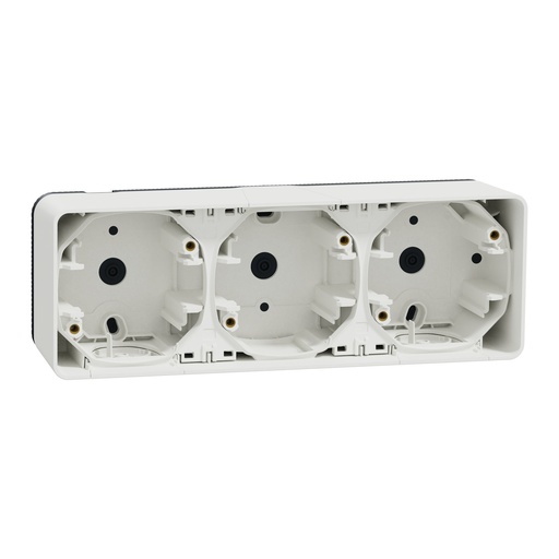 [SCHMUR39913] Mureva Styl - Boîte 3 postes horizontale - saillie - IP55 - IK08 - blanc