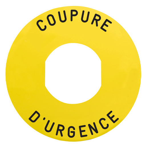 [SCHZBY9160] Harmony - étiquette plate - jaune - 'COUPURE D'URGENCE' - Ø60