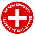[CATAP469] Macaron PVC de signalisation "APPAREIL CONDAMNÉ" Ø 60 mm. Code Enedis : 3700104.