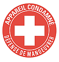 [CATAP4692] Macaron PVC de signalisation "APPAREIL CONDAMNÉ" Ø 33 mm. Code Enedis : 3700104.