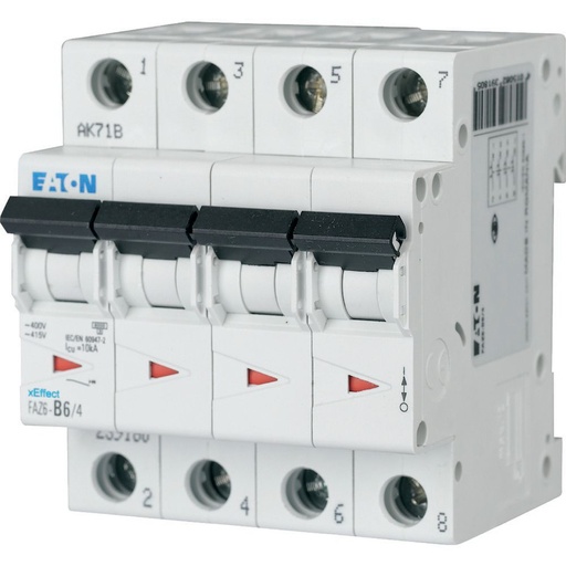 [EAT239219] Disjoncteur FAZ6, 20A, 4P, 6kA (EN 60898) 10kA (IEC/EN 60947-2), courbe C