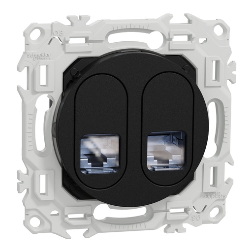 [SCHS940486] Odace - prise double RJ45 - Cat6 STP grade 2TV min à grade 3TV - noir onyx