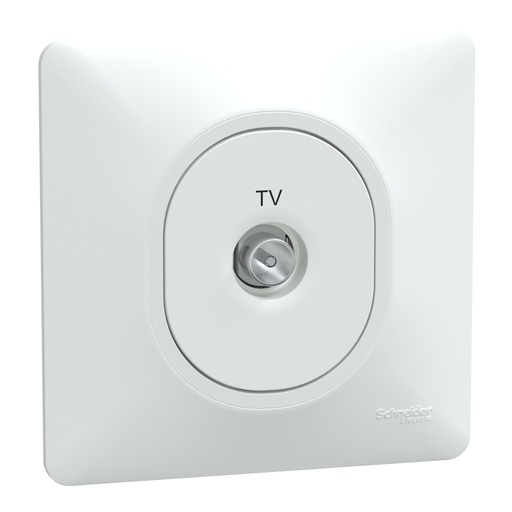 [SCHS321405] Ovalis - prise TV simple - Blanc - griffes montées - avec plaque