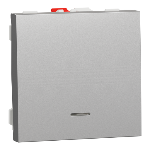 [SCHNU320630N] Unica - poussoir lumineux (localisation) - 10A - 2 mod - Alu - méca seul
