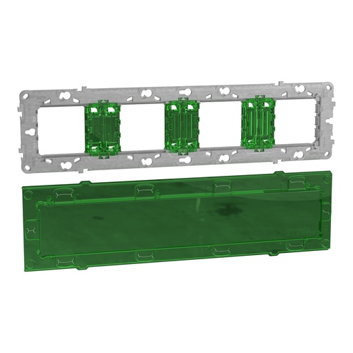 [SCHNU7008C] Unica - support de fixation 10 mod / 4 postes + protection de chantier - zamac