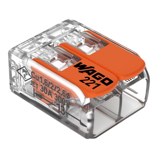 [WAG221-612] Borne WAGO 221 2x6mm² à leviers souple & rigide