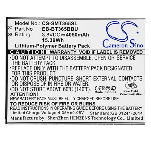 [ENITML90132] Batterie(s) Batterie tablette compatible Samsung Galaxy 3.8V 4050mAh