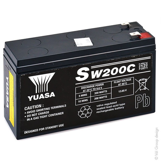 [ENIAMP92125] Batterie(s) Batterie onduleur (UPS) YUASA SW200C 12V 5.8Ah F6.35/F4.8