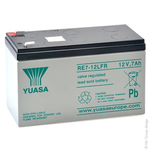 [ENIAMP9253] Batterie(s) Batterie plomb AGM YUASA RE7-12LFR 12V 7Ah F4.8