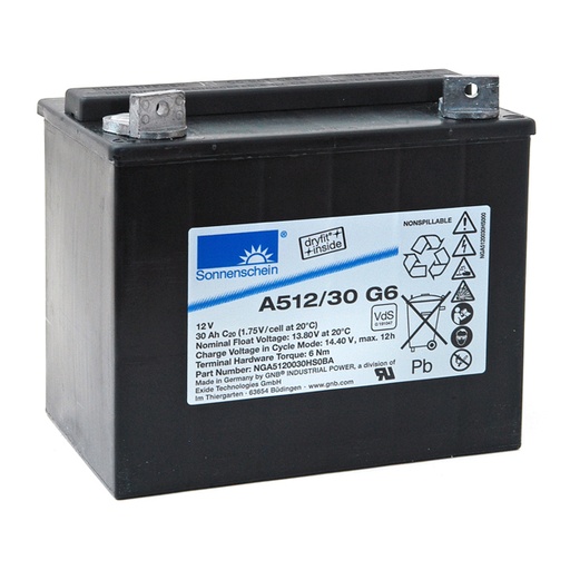 [ENIAMP8086] Batterie(s) Batterie plomb etanche gel A512/30G6 12V 30Ah M6-M