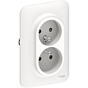 [SCHS261089] Ovalis - double prise de courant - 2P+T - rénovation pour boîte simple  Blanc