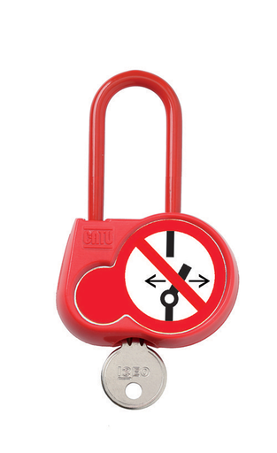 [CATAL26000EX] Cadenas de condamnation rouge, anse isolée H50mm. Export