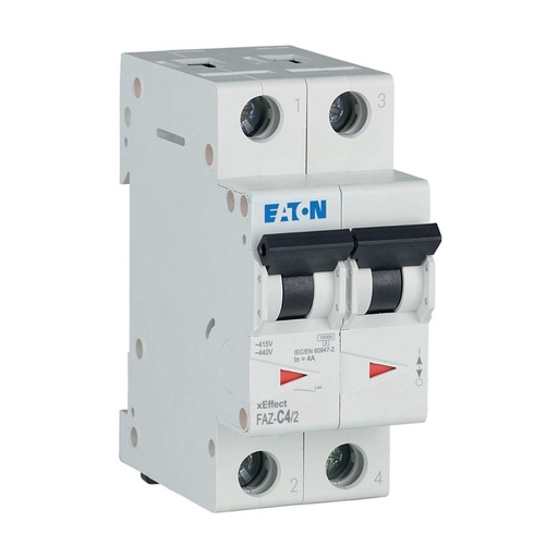 [EAT278752] Disjoncteur modulaire FAZ, 4A, 2P, 15kA (IEC/EN 60947-2), courbe C