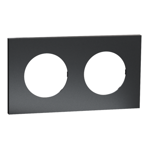 [SCHS912704] Odace Métal - plaque de finition 2 postes - effet Perle Noire support noir