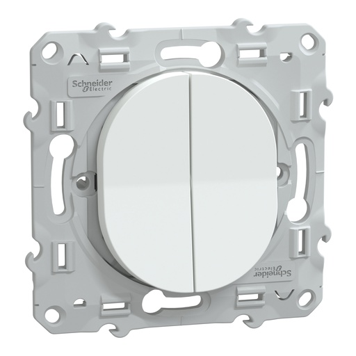[SCHS320285] Ovalis - combiné va et vient+poussoir - 10AX - Blanc