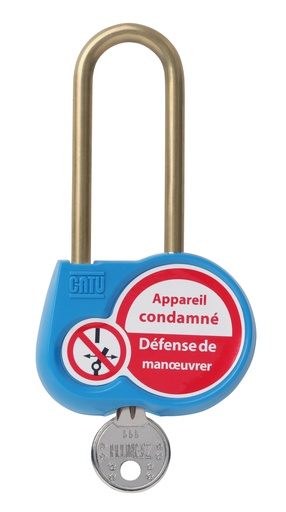 [CATAL-230-BL-Z] Cadenas bleu anse 50mm diamètre 6mm clé aléatoire.