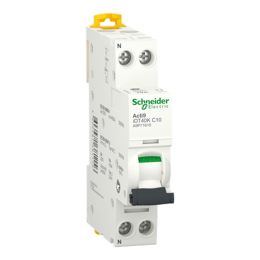 [SCHA9P71610] Acti9 iDT40K - Disjoncteur modulaire - 1P+N - 10A - Courbe C - 4500A/4,5kA