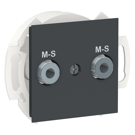 [SCHNU545754] Unica - prise double multiservices M-S - Anthracite - méca seul