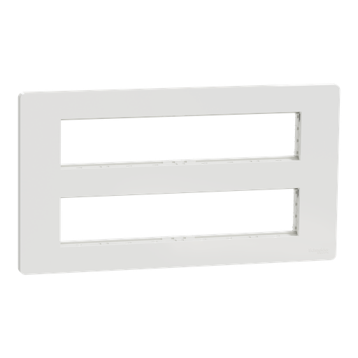 [SCHNU021020] Unica - support fixation +plaque finition boîte concent 2 rang 10 mod - Blanc an