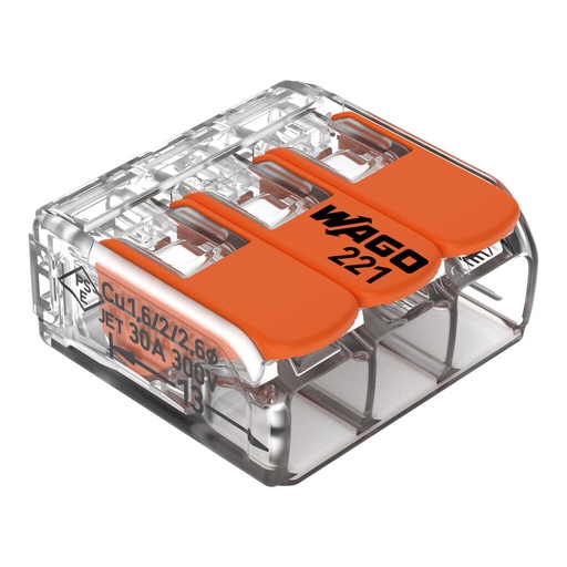 [WAG221-613] Borne WAGO 221 3x6mm² à leviers souple & rigide