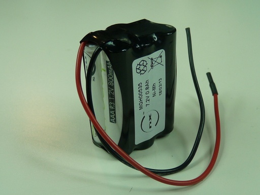 [ENIMGH00535] Pack(s) Batterie Nimh 6x AAA 6S1P ST2 7.2V 800mAh Fils