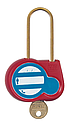 [CATAL-240-Z] Cadenas rouge anse 50mm diamètre 4mm clé aléatoire -"Appareil condamné".