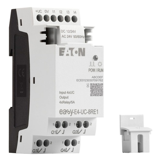 [EAT197217] Extension E/S, 12/24 V DC, 24 V AC, 4 entrées TOR, 4 sorties relais