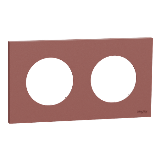 [SCHS905704] Odace - plaque de finition 2 postes - couleur Rose grenat