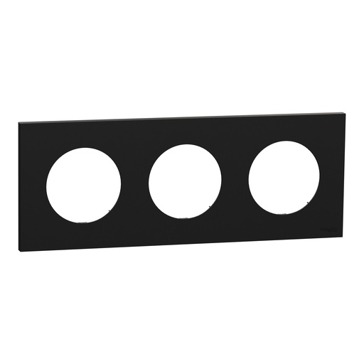 [SCHS940706] Odace - plaque de finition 3 postes - couleur Noir onyx