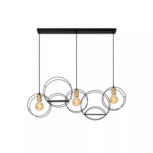 [LUC21425/03/30] CIRCLE Suspension-Noir-3xE27-40W-Métal