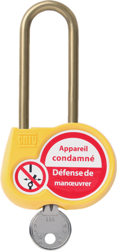 [CATAL-230-S-J-Z] Cadenas jaune anse 70mm diamètre 6mm clé aléatoire.