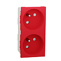 [SCHNU306903T] Unica - prise double 2P+T - FR - 45° - goul - connex rapide - Rouge - méca seul