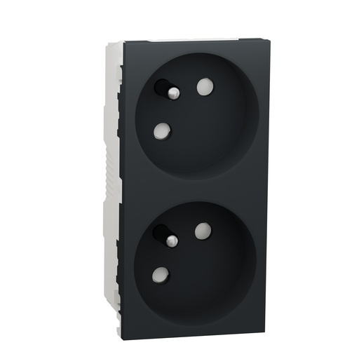 [SCHNU306954] Unica - prise double 2P+T - FR - 45° - connexion rapide - Anthracite - méca seul