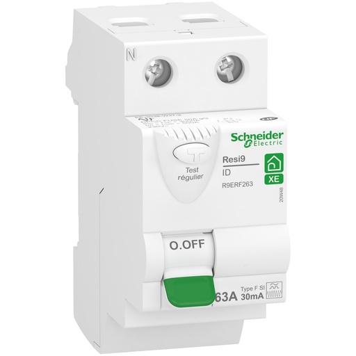 [SCHR9ERF263] RESI9 XE - interrupteur différentiel - 2P - 63A - 30mA - Type Fsi - embrochable