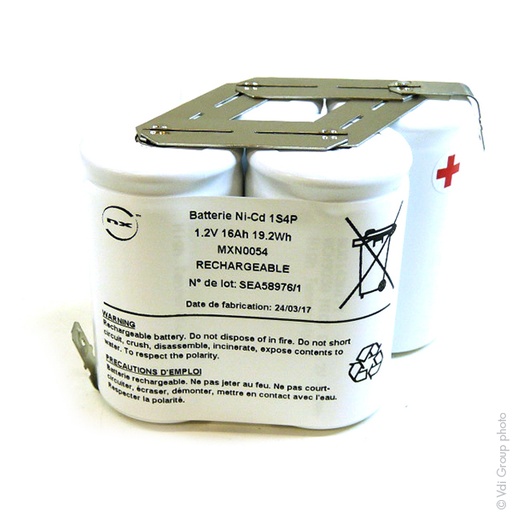 [ENIMXN0054] Pack(s) Batterie eclairage secours 4x D HT 1S4P ST6 1.2V 16Ah Cosse