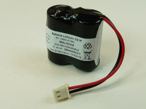 [ENIMGL00358] Pack(s) Batterie lithium 2x CR123 2S1P ST1 6V 1.6Ah 5264