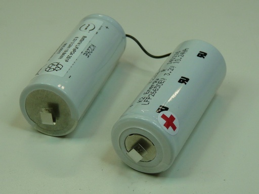 [ENIMXL0017] Batterie(s) Batterie Lithium Fer phosphate 2x 26650 2S1P 6.2V 3.2Ah Cosse