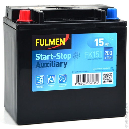 [ENIBPA7092] Batterie(s) Batterie voiture FULMEN Start-Stop Auxiliary FK151 12V 15Ah 200A