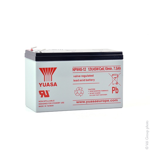 [ENIAMP92102] Batterie(s) Batterie onduleur (UPS) YUASA NPW45-12L 12V 7.5Ah F6.35