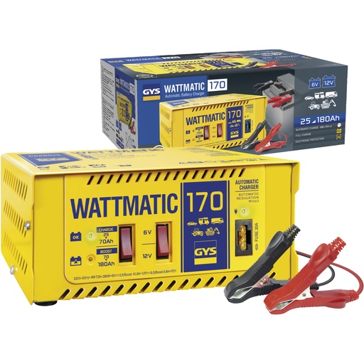 [ENICEP1M24] Unité(s) Chargeur plomb 6V ou 12V/ 6.5 à 10A 230V GYS Wattmatic 170 + pinces cro