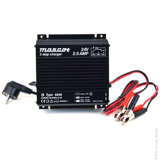 [ENICEP5122] Unité(s) Chargeur plomb 24V/2.5A 230V Mascot 9840 - pinces crocodiles (Intellige