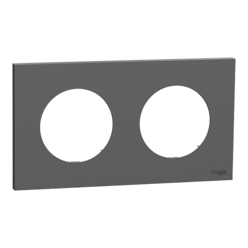 [SCHS904704] Odace - plaque de finition 2 postes - couleur Gris basalte