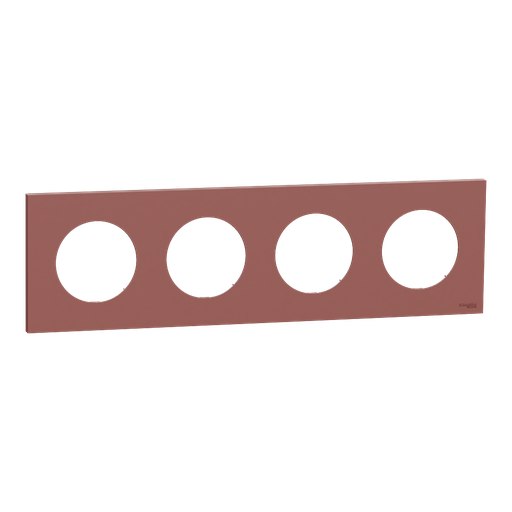 [SCHS905708] Odace - plaque de finition 4 postes - couleur Rose grenat