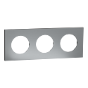 [SCHS915706] Odace Métal - plaque de finition 3 postes - effet Titane support noir