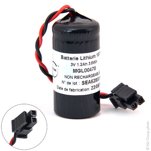 [ENIMGL00470] Pack(s) Batterie lithium BR2/3A 3V 1.2Ah Molex
