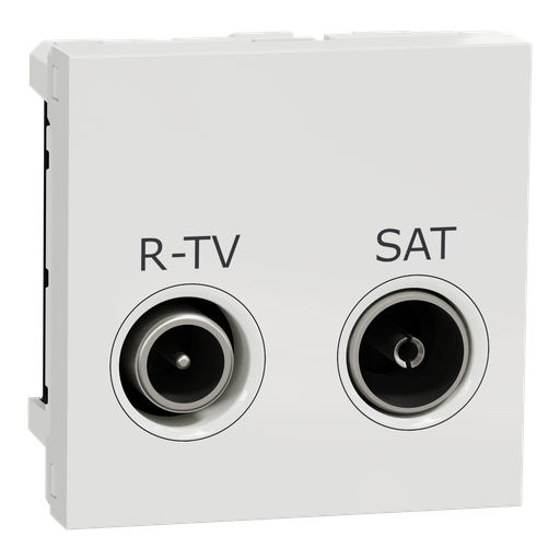 [SCHNU345418] Unica - prise R-TV + SAT - individuel - 2 mod - Blanc - méca seul