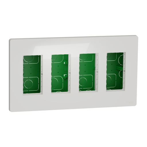 [SCHNU174418] Unica - boîte de concentration encastrée complète - 4 col de 4 mod - Blanc